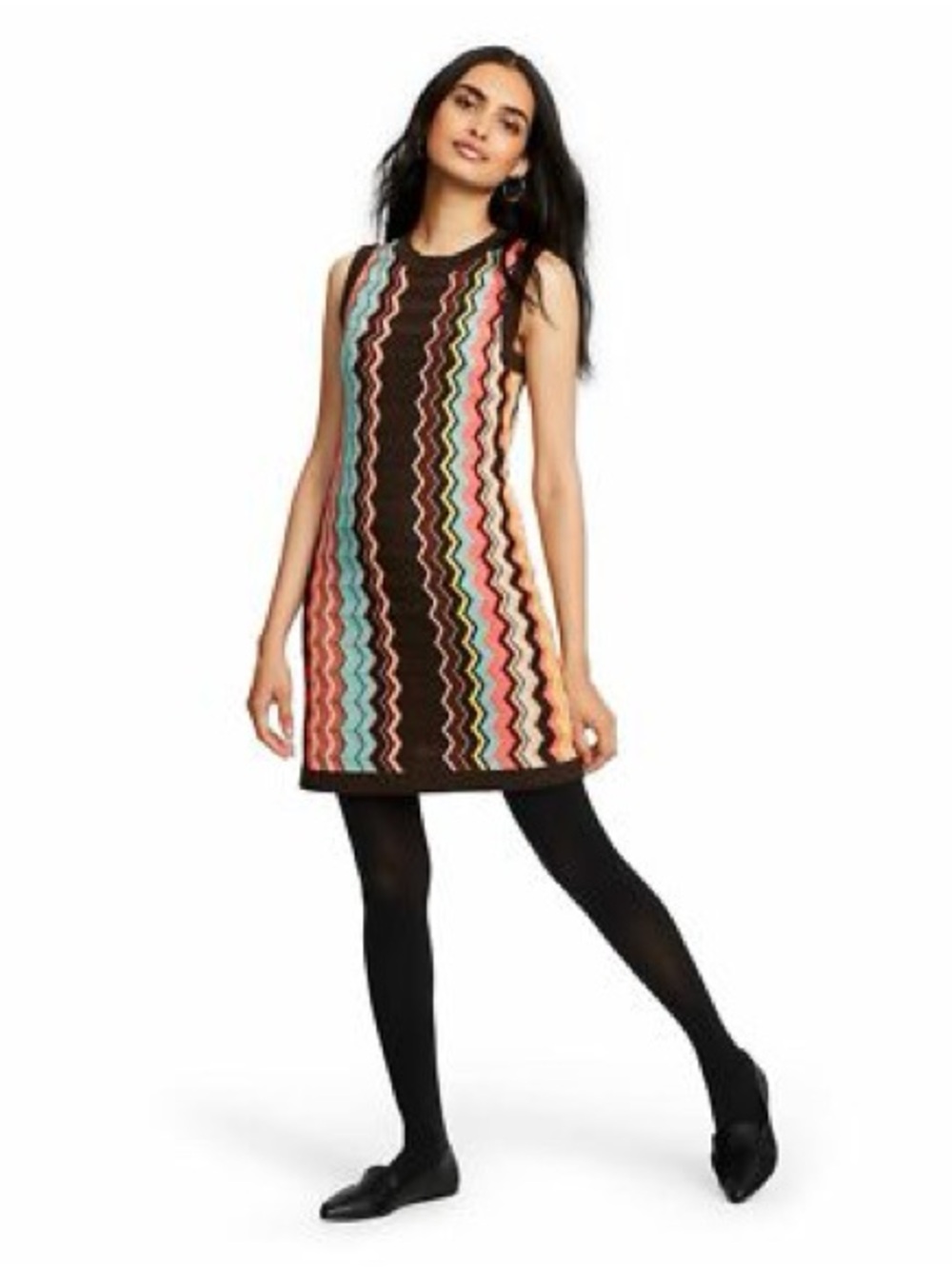 Missoni x Target Brown Multi Zigzag Knit Sleeveless Dress